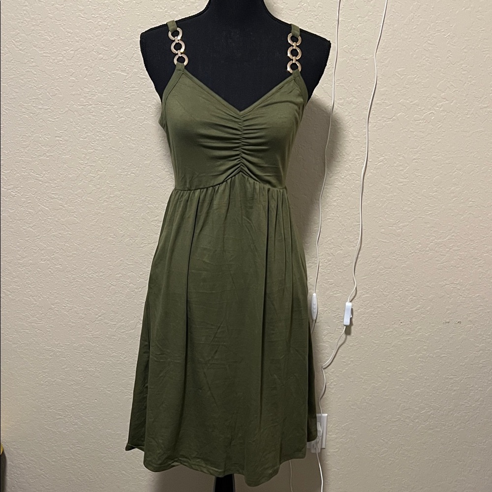 Elegant Olive Green Dress